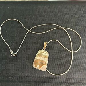 Vintage two tone Sterling silver handmade pendant, polar bear, stamped Sterling